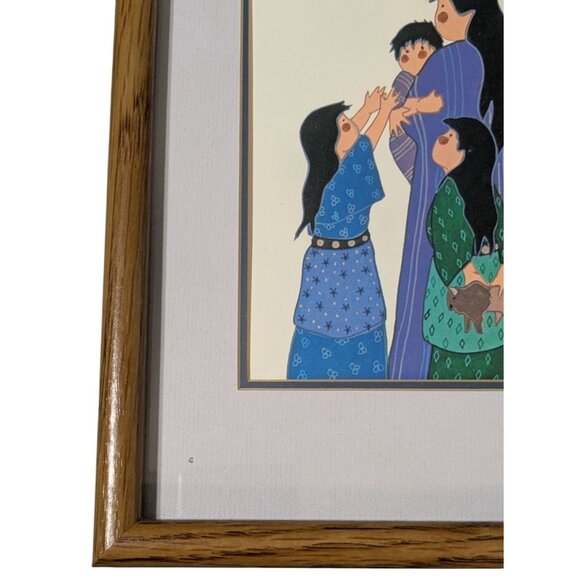 Framed Art Print by Virginia A. Stroud 1984 Native American Mother and 3 kids - Picture 9 of 13